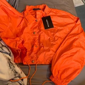 Pretty Little Thing Orange Shell Suit Jacket